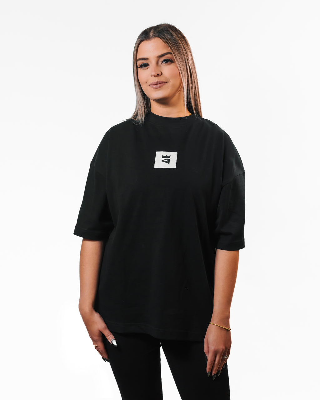 Black Woven Logo (Boxy Tee)