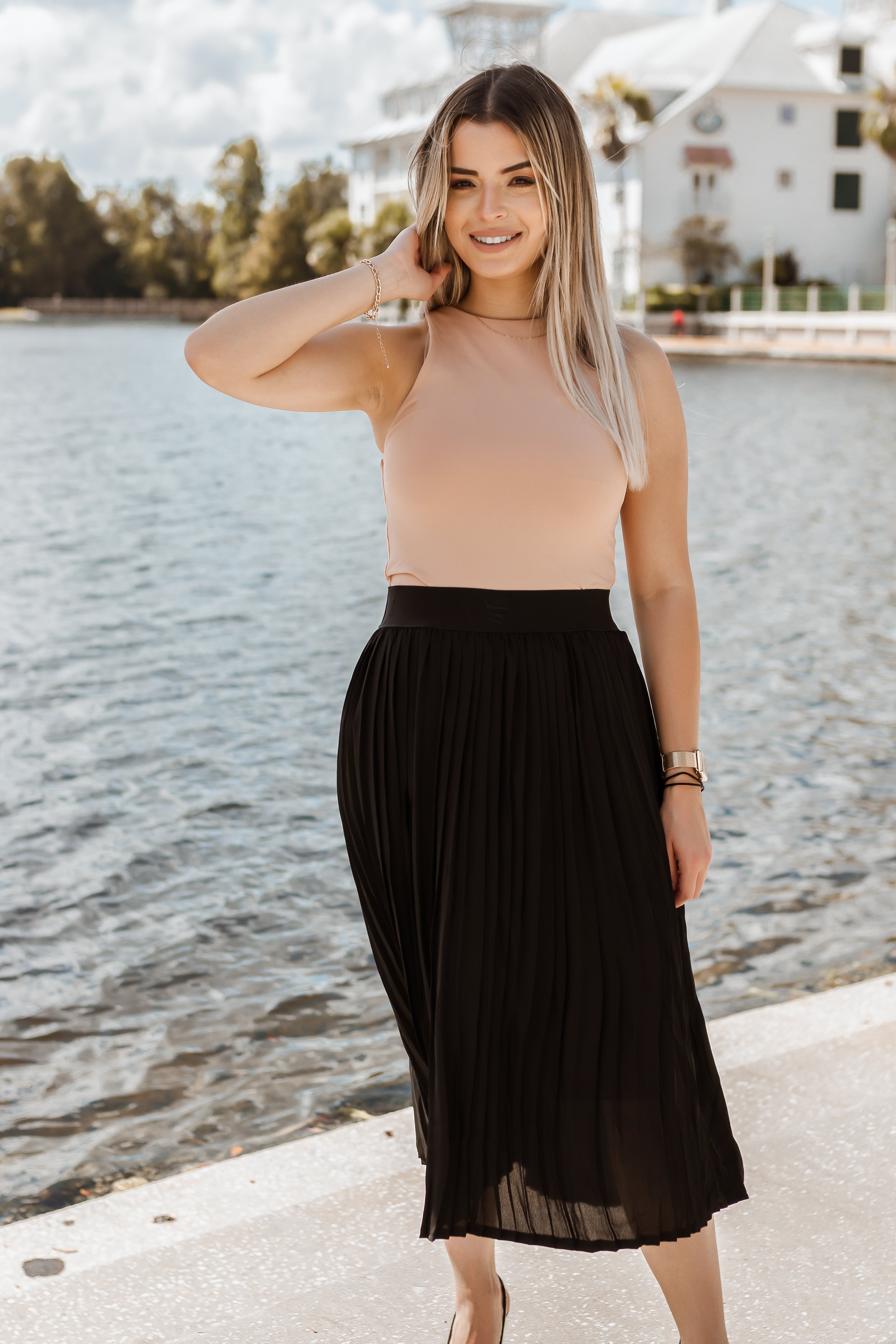 Pleated Midi Skirt