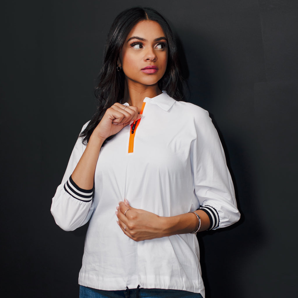 White Pull-Over Detailed Shirt