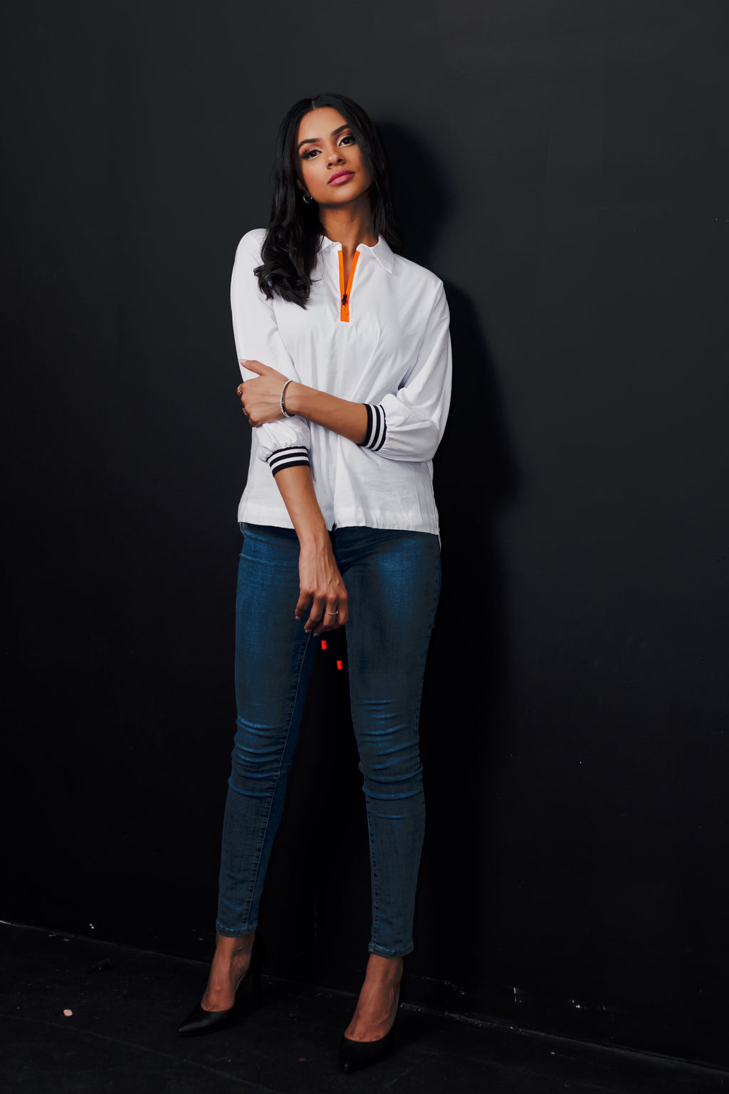 White Pull-Over Detailed Shirt