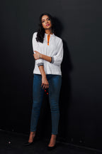 White Pull-Over Detailed Shirt