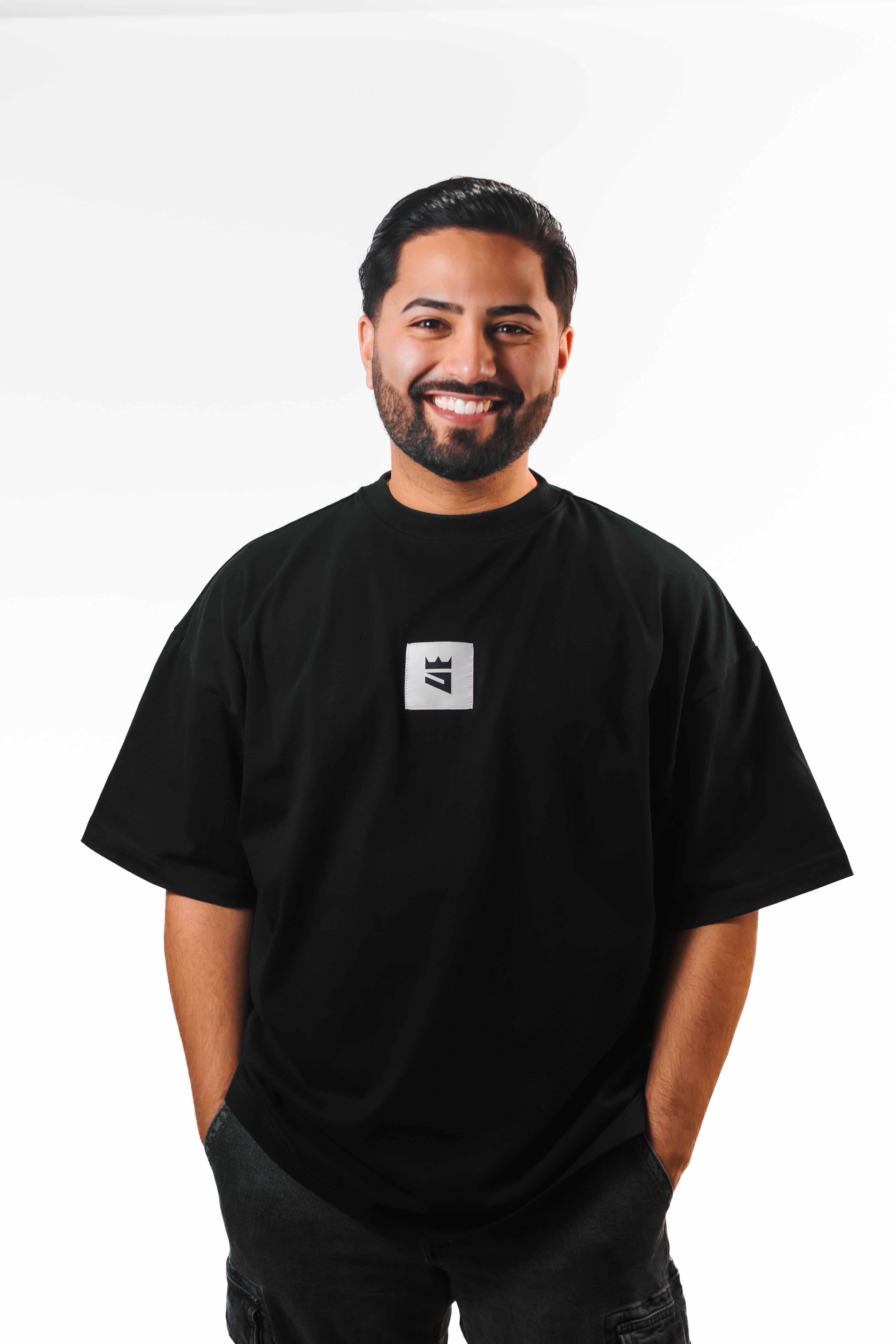 Black Woven Logo (Boxy Tee)