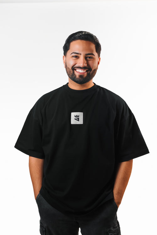 Black Woven Logo (Boxy Tee)